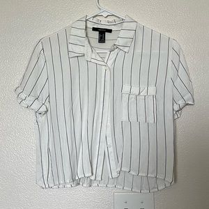 Striped Collared Button Down Top